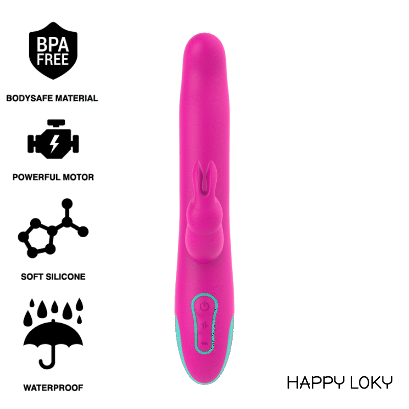 HAPPY LOKY™ – wibrator króliczek-rotacyjny 3w1, kompatybilny z technologią bezprzewodową WATCHME, wirujące koraliki, 2 super mocne silniki